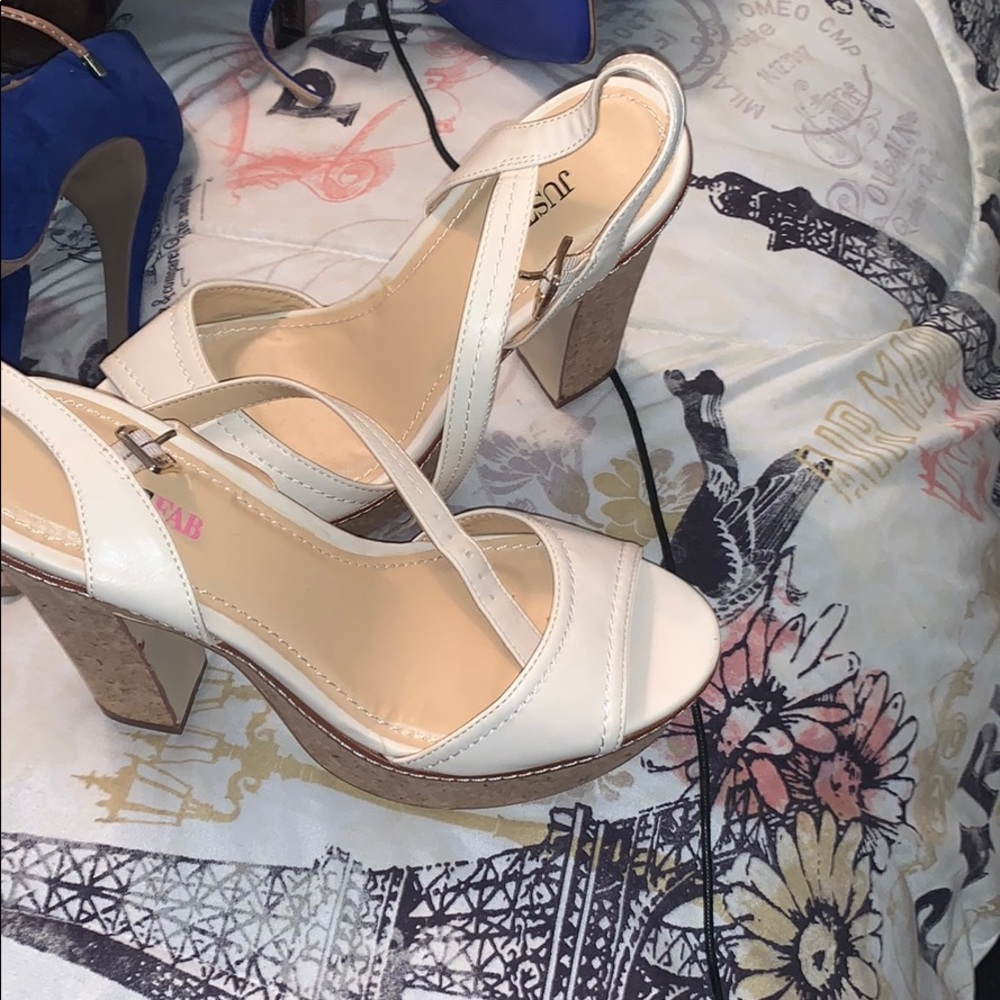 Just fab beige 8.5 heeled sandals
